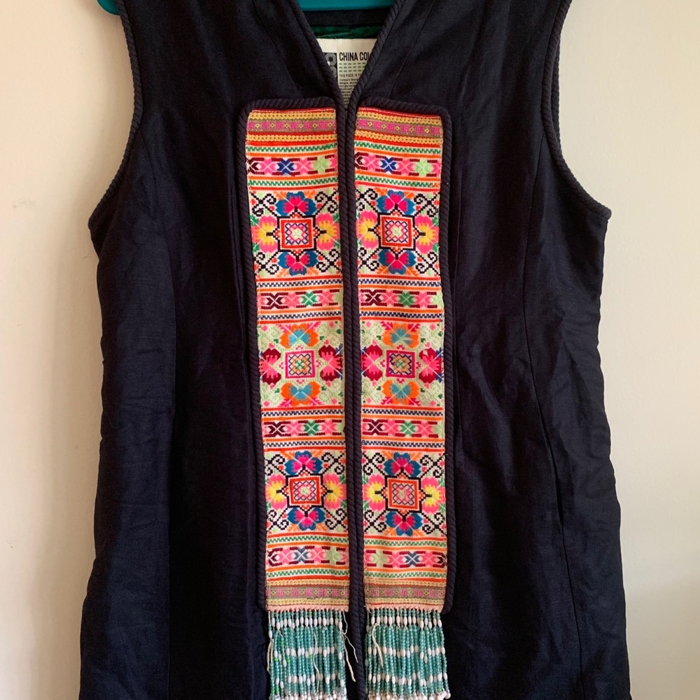 One of a kind* Miao Embroidered Silk Lined Vest